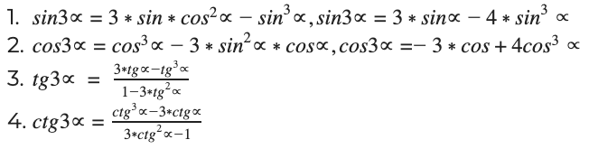 Тригонометрические формулы тройного аргумента