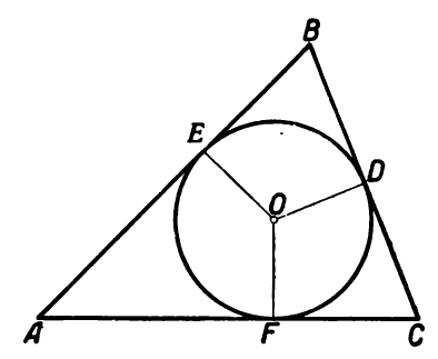 Окружность, касающаяся всех сторон треугольника, называется вписанной в него, а сам 3-угольник – описанным.