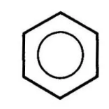 Упрощенно молекулу бензола изображают в виде шестиугольника с вписанной в него окружностью, символизирующей единое π-электронное облако.
