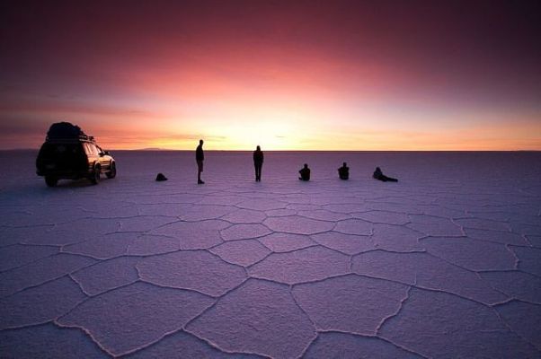 Закат на озере Уюни