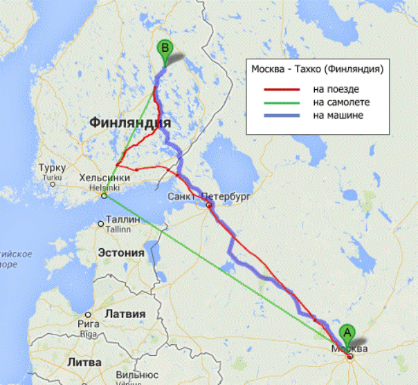 Расстояние между РФ и Финляндией