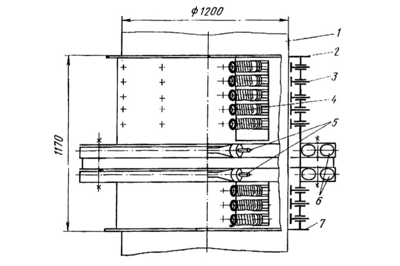 Схема пневматического устройства для перепуска электродов диаметром 1200 мм