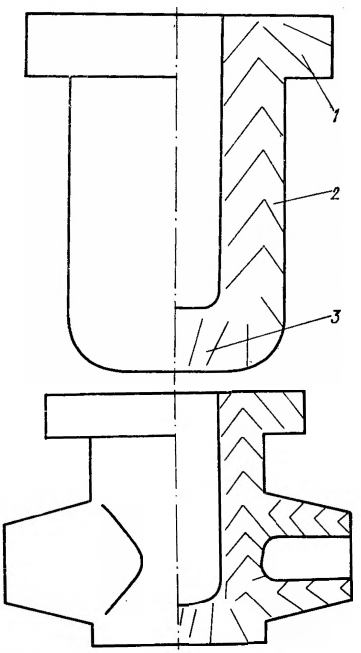 Схема отливки корпуса сосуда с фланцевой частью