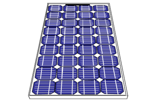 Типичный фотоэлектрический модуль на основе кремниевых солнечных элементов