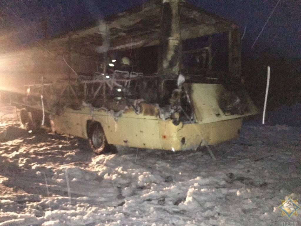 В Чашникском районе сгорел автобус "МАЗ"