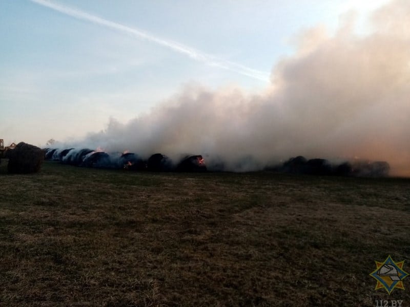 В Браславском районе сгорело 150 рулонов сена