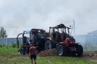 Речицком районе произошло возгорание трактора с пресс-подборщиком