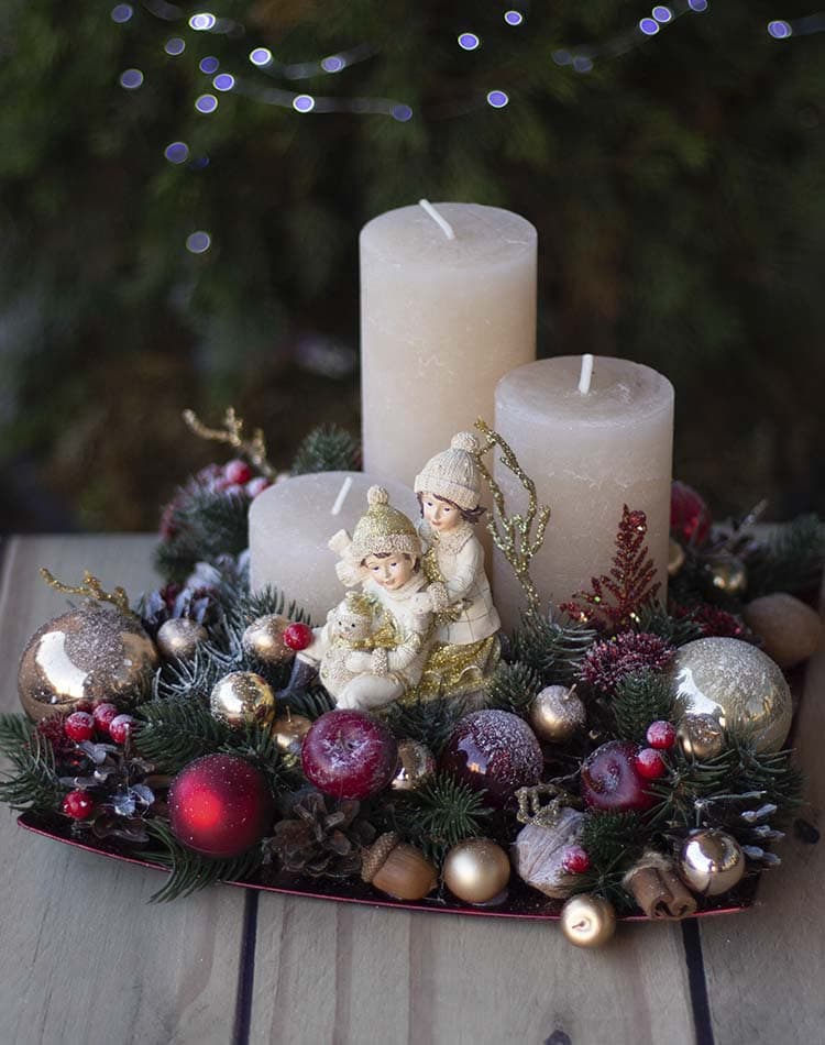 Рождественские композиции со свечами и шишками: как сделать своими руками